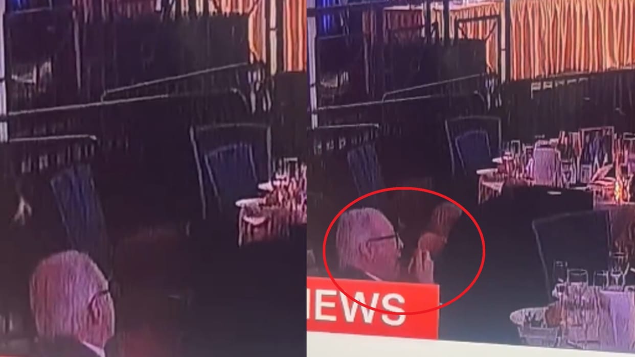 Trump Attack Video man seen eating cake during washington hilton hotel shooting Donald trump viral video