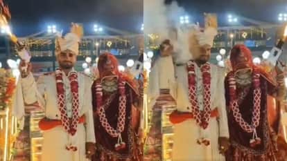 viral video groom injured during wedding entry fire gun stunt