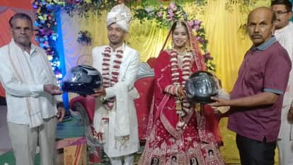 Lalitpur: Unique initiative in wedding ceremony, helmets with safety message given to the wedding guests