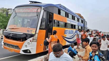 A passenger bus caught fire on NH-27 in Gopalganj through the windows and jumped out bihar news