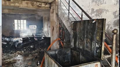 A fire broke out on the third floor of a house in Mirzapur in Rajghat area of Gorakhpur, gutting the content
