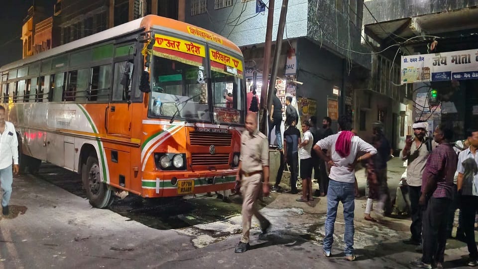 Roadways Bus Catches Fire Due to Short Circuit in mainpuri