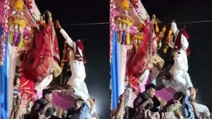 Viral Video grand battle of Varmala human pyramid was made by lifting the bride and groom