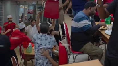 Uncle continues eating biryani amidst staff scuffle video viral