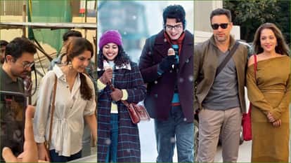 Aamir Khan arrives with girlfriend Gauri Spratt	at Son Junaid Khan and Sai Pallavi Movie Ek Din screening