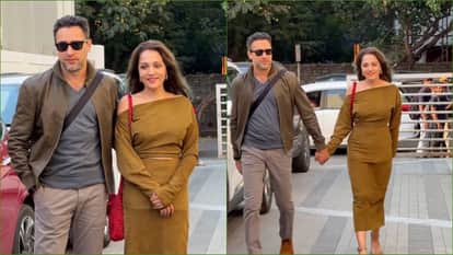 Aamir Khan arrives with girlfriend Gauri Spratt	at Son Junaid Khan and Sai Pallavi Movie Ek Din screening