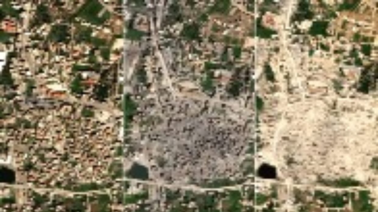 israel hezbollah Attack southern lebanon destruction satellite images rafah model buildings demolished