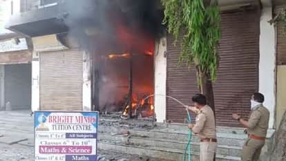 Massive Fire Breaks Out at E-Scooter Shop in Agra