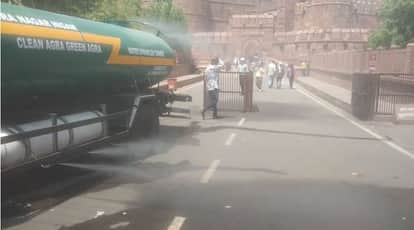 Heatwave as Municipal Corporation Deploys Water Sprinklers for Relief in agra