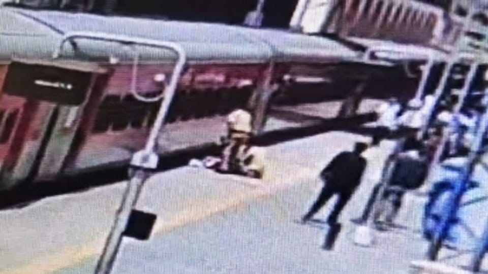 GRP constable saves passenger life after he falls from moving train