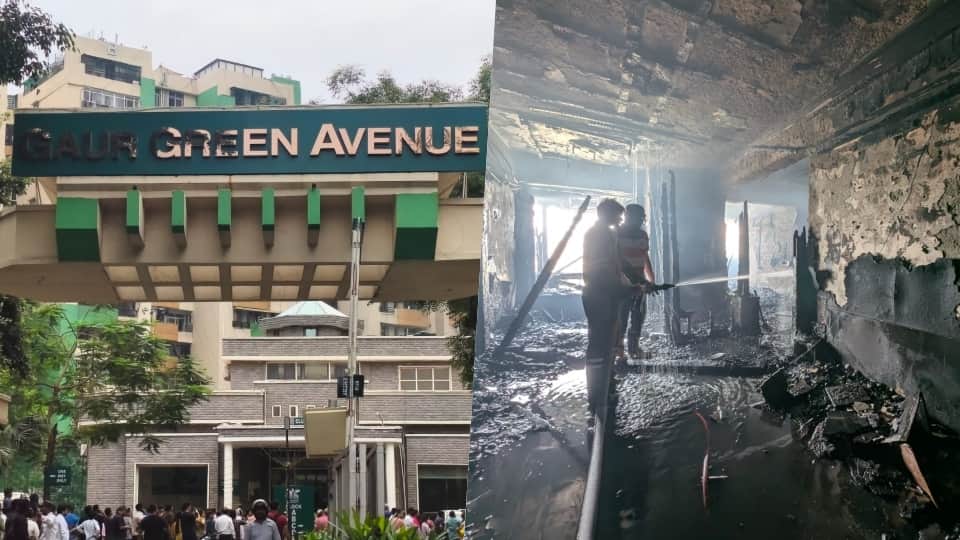 Fire breaks out in several flats at Gaur Green Avenue Society in Indirapuram