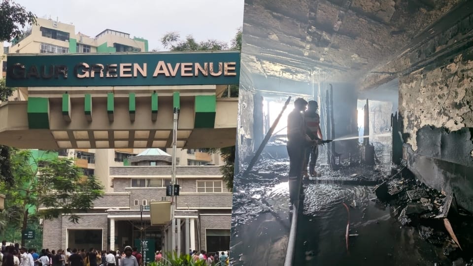 Fire breaks out in several flats at Gaur Green Avenue Society in Indirapuram