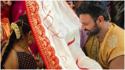 Bellamkonda Sai Srinivas ties the knot with Kavya Reddy performs Jeelakarra Bellam ritual watch video