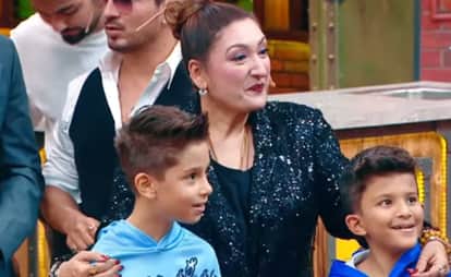 Govinda Wife Sunita Ahuja Meet Nephew Krushna Abhishek Two Sons In First Time At Laughter Chef Set