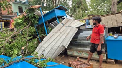 Trees uprooted in the storm, unipoles and electric wires broken, strong winds created havoc.