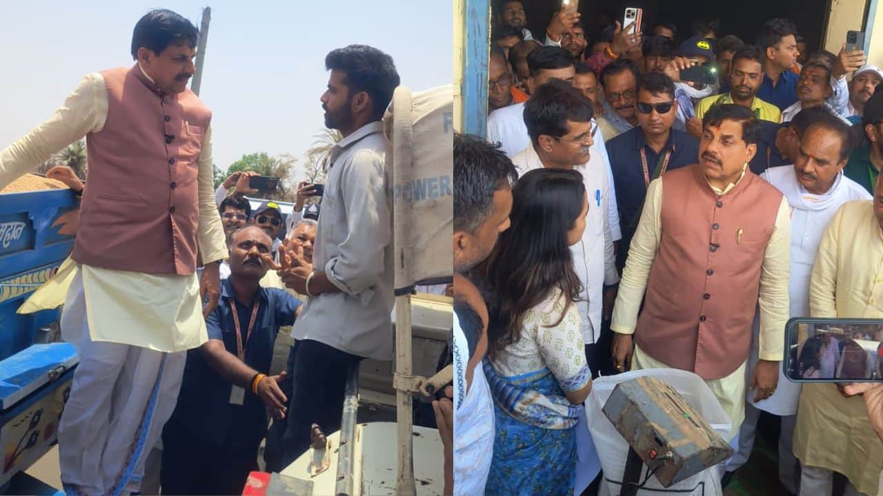 शाजापुर में किसान से बातचीत करते सीएम मोहन यादव