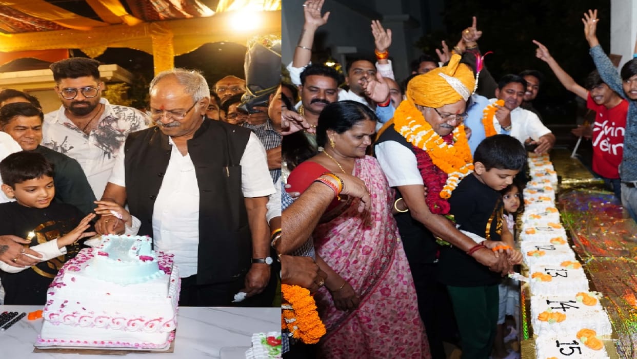 Raipur MP Brijmohan agarwal birthday celebrated in Raipur cg