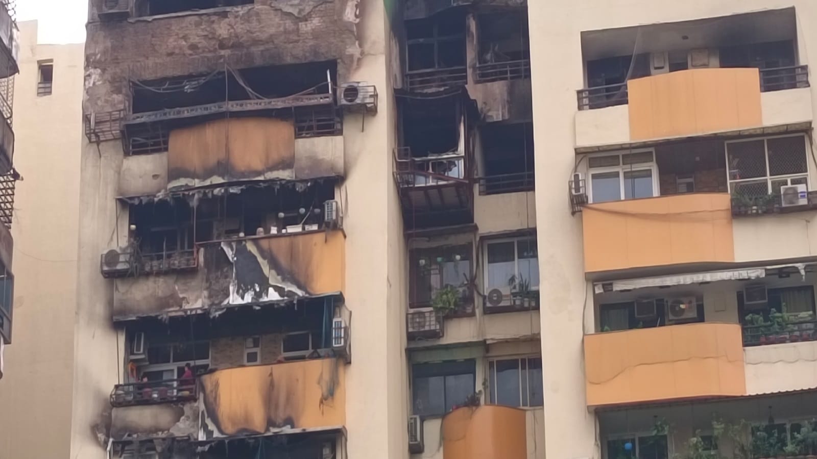 Ghaziabad Fire: Iron rods melt in burnt building of Gaur Green Society