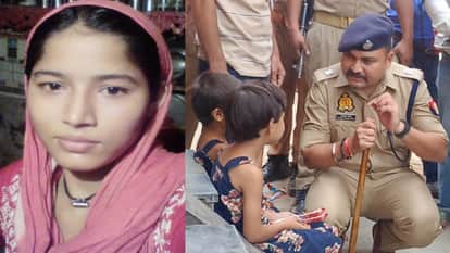 कौसर की फाइल फोटो और बच्चों से पूछताछ करते एसपी सिटी।