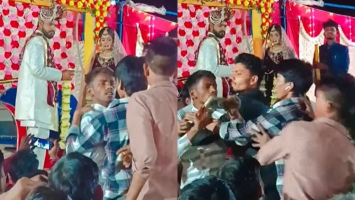 Drama at wedding bride and groom were left standing on the stage Funny Fight Video viral