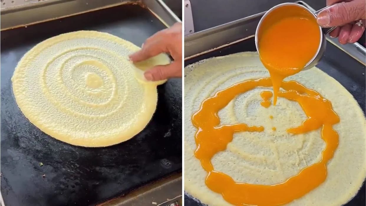 Aam Ras Chees Dosa Viral Video of Surat aam ras dosa weird food combination goes viral