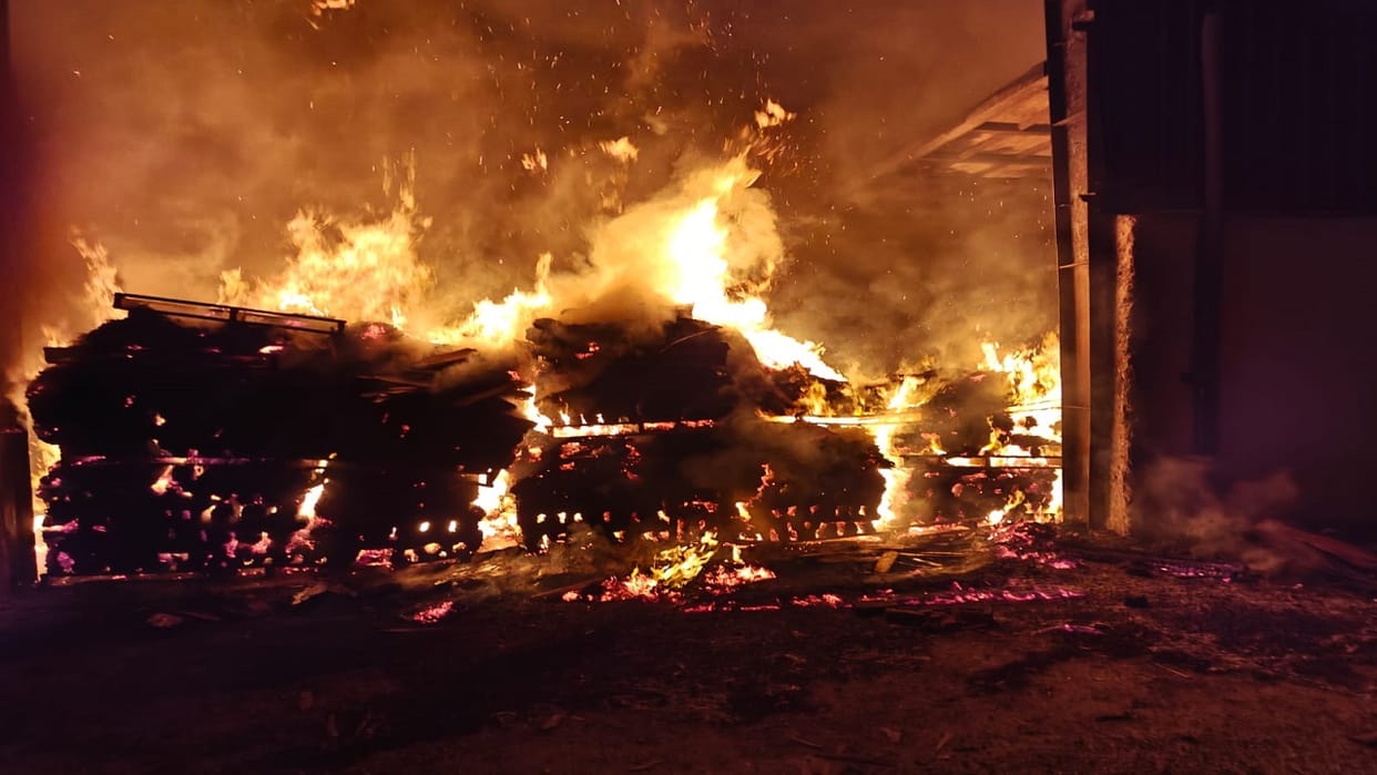 Massive Fire Breaks Out at Plywood Warehouse Near Petrol Pump in Bareilly