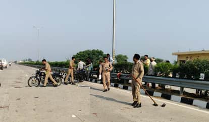 Kannauj Bodies strewn across Greenfield Highway truck runs over motorcyclists three dead one injured