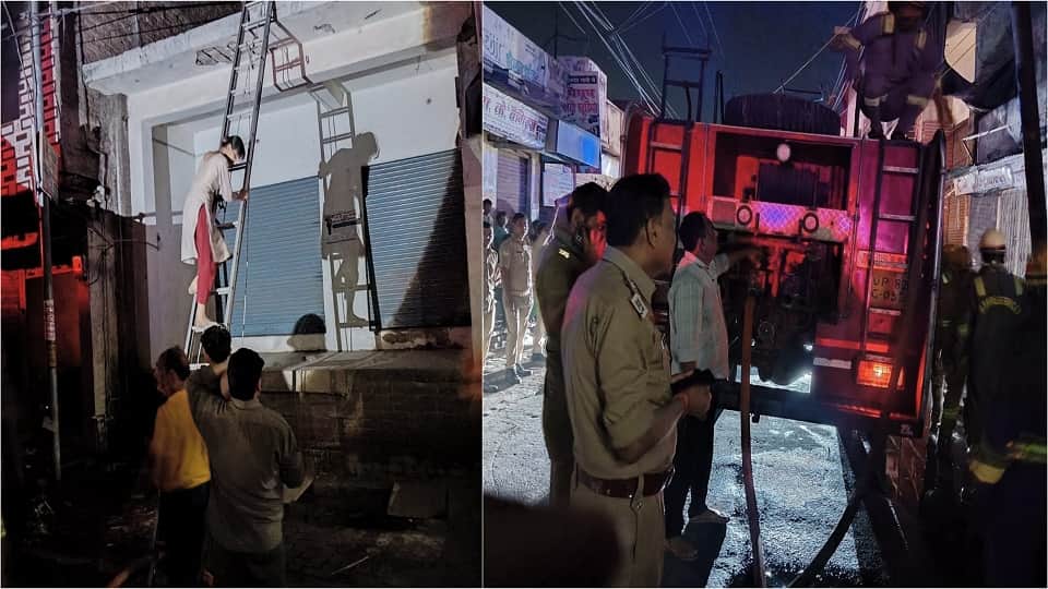 माैके पर बचाव कार्य में जुटी दमकल।