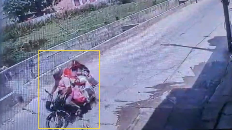 Meerut: White Topping Road Explodes in Madhavpuram, Biker Narrowly Escapes