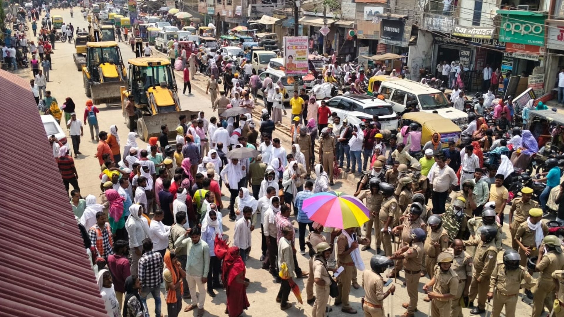 Bulldozer Action in Chandauli Eight Major Structures Demolished Plumes of Dust Rise on GT Road
