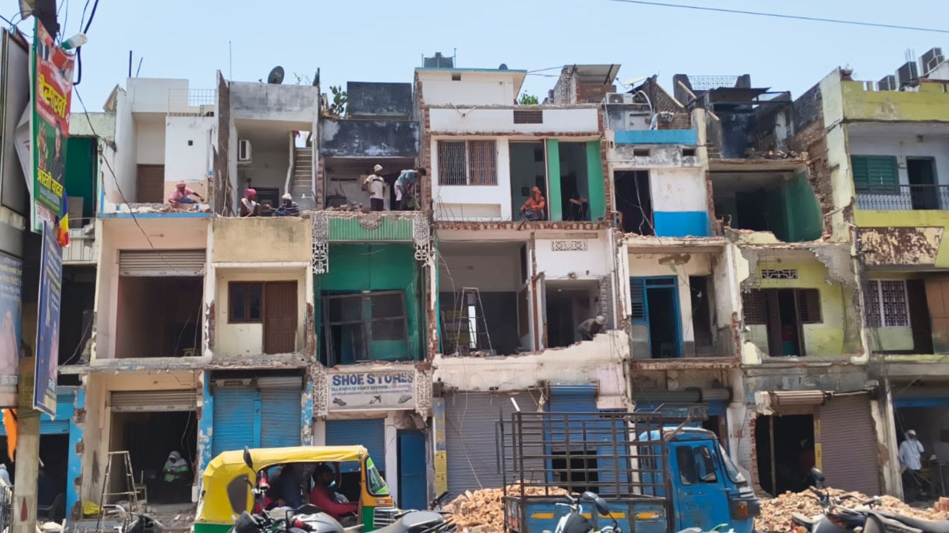 Bulldozer Action in Chandauli Eight Major Structures Demolished Plumes of Dust Rise on GT Road