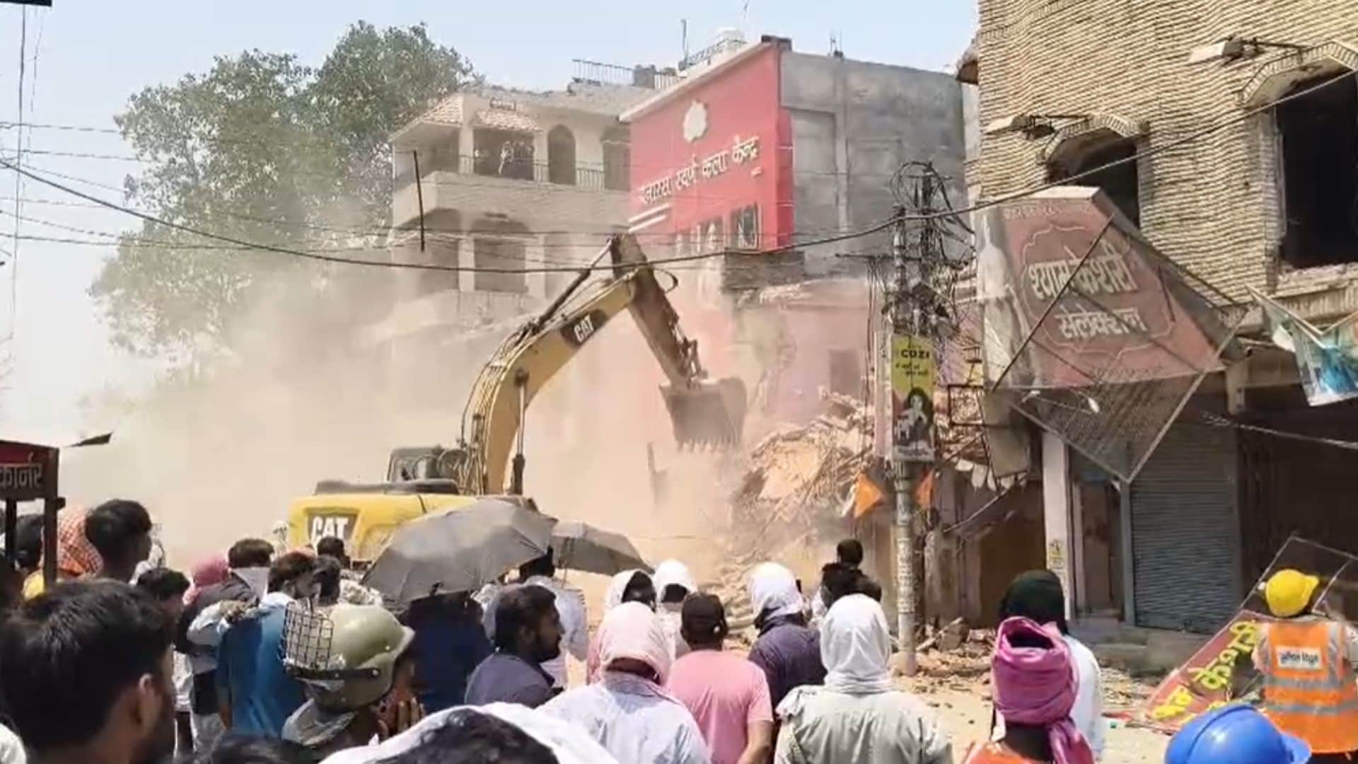 Bulldozer Action in Chandauli Eight Major Structures Demolished Plumes of Dust Rise on GT Road