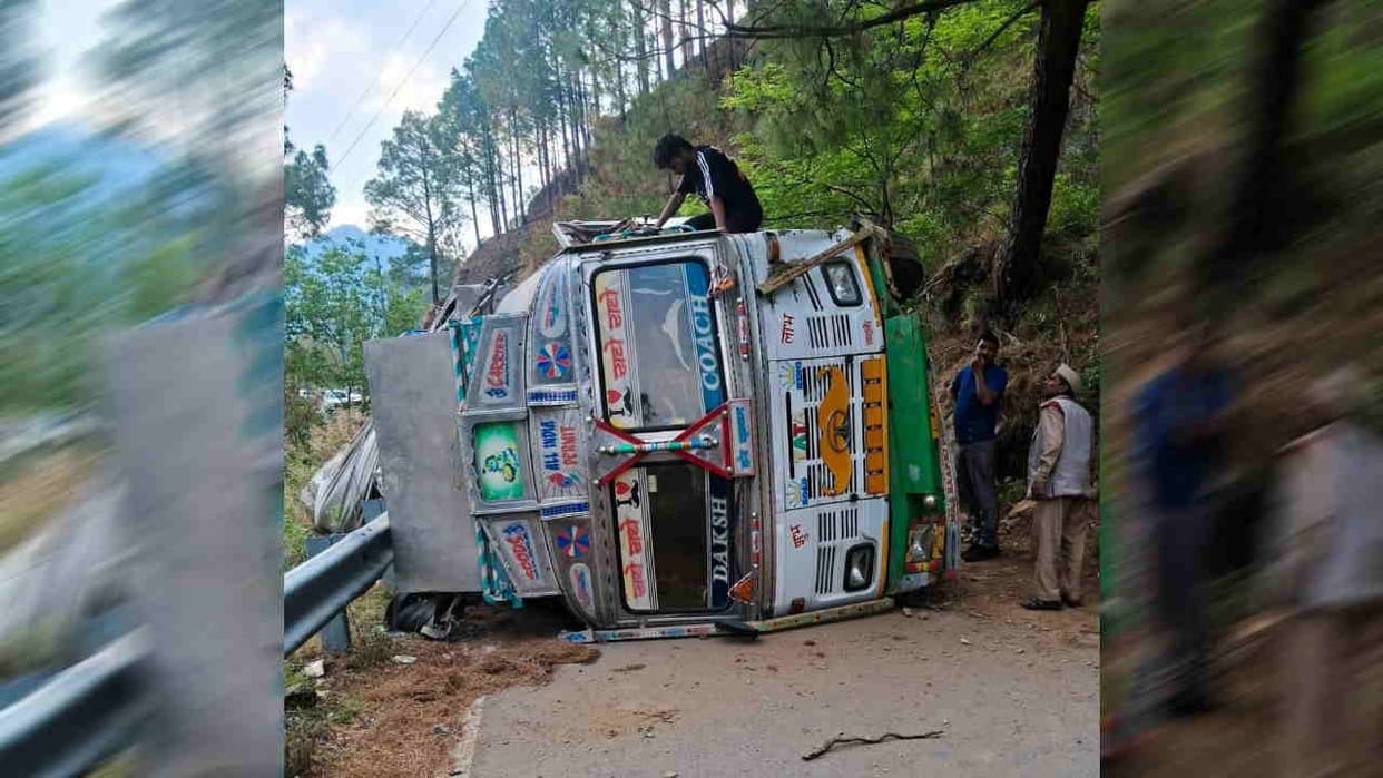 Cement Laden Truck Overturns Traffic Disrupted Tehri Garhwal Ghansali Uttarakhand news