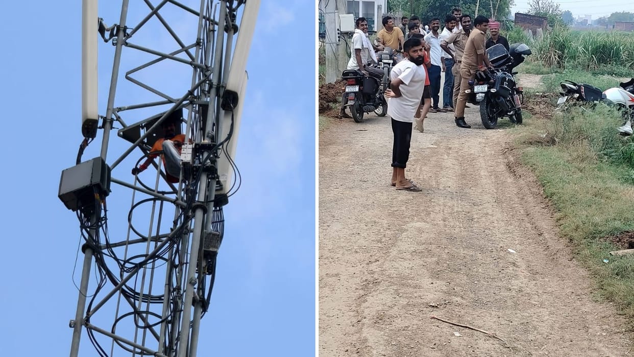 Varanasi News Youth Climbs Tower and Demands Money High-Voltage Drama Ensues for one Hour