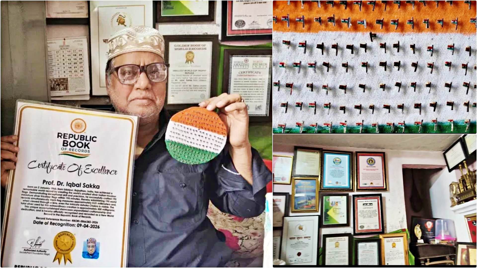 डॉ. इकबाल सक्का ने बनाया 195 मिनट में 195 चांदी के तिरंगे बनाकर विश्व रिकॉर्ड