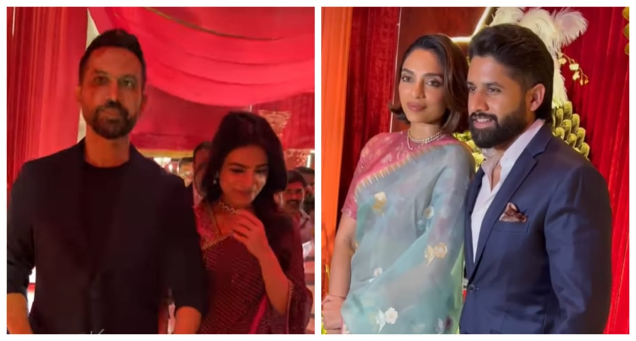 Samantha Ruth Prabhu ex husband Naga Chaitanya attend same reception with Raj Nidimoru Sobhita Dhulipala