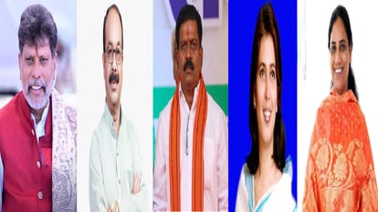 बीजेपी नेता किरण देव, अरुण साव, विजय शर्मा, सरोज पांडेय, लता उसेंडी