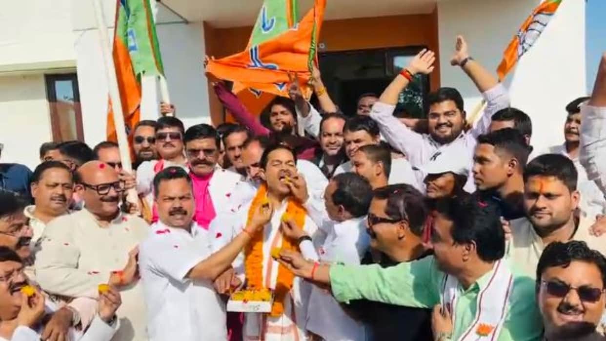BJP workers celebrate election victory in Budaun