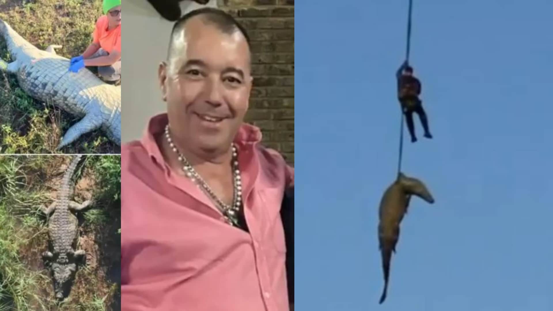 South africa Police airlift a crocodile with the body of a 59 yo businessman gabriel batista inside