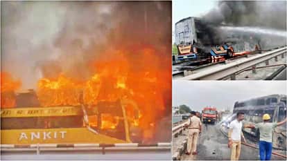 Udaipur Moving Sleeper Bus Turns into Ball of Fire Passengers Save Lives by Jumping Out Through Emergency Exit