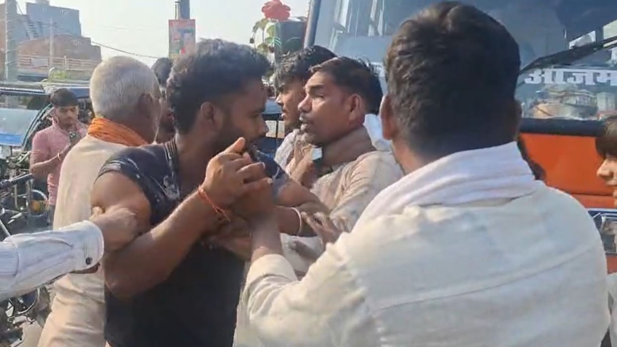 Video viral of physical altercation between biker and bus driver in Mau