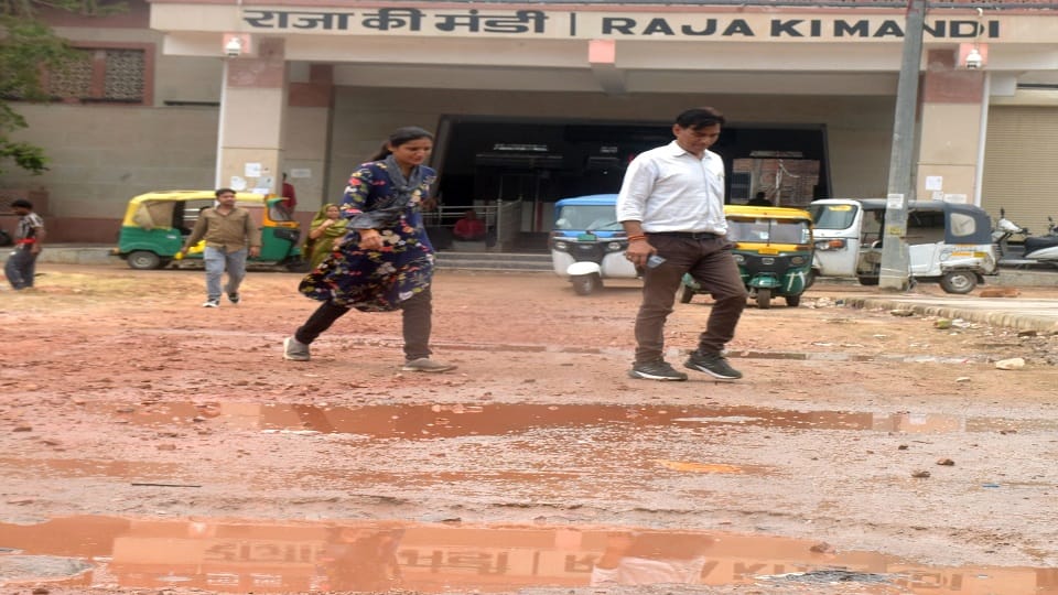 Dug-Up Roads Turn to Mud After Rain Chaos Near Raja Mandi Station