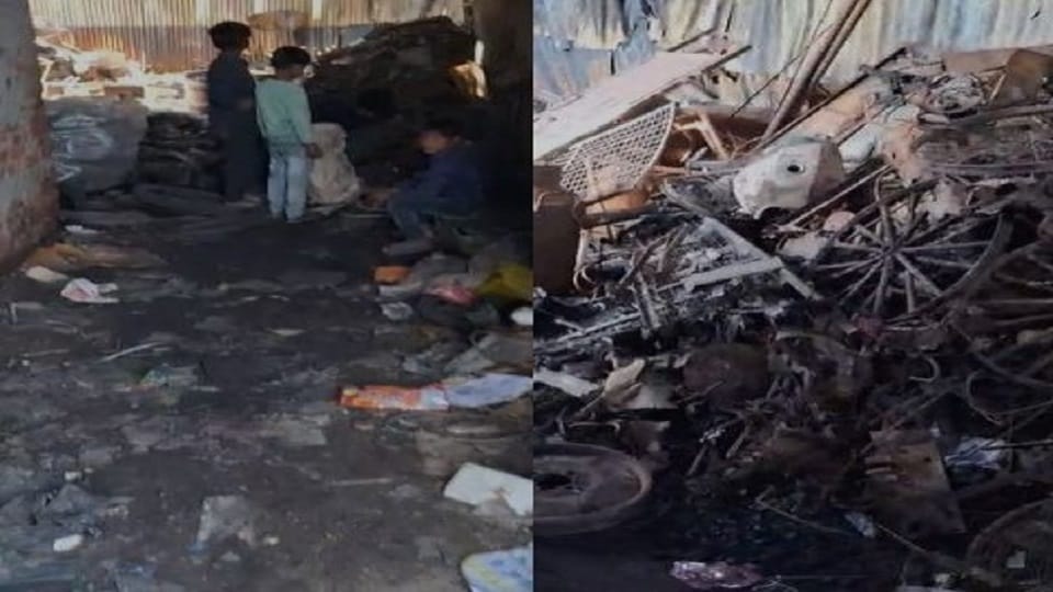 A massive fire broke out in a junkyard