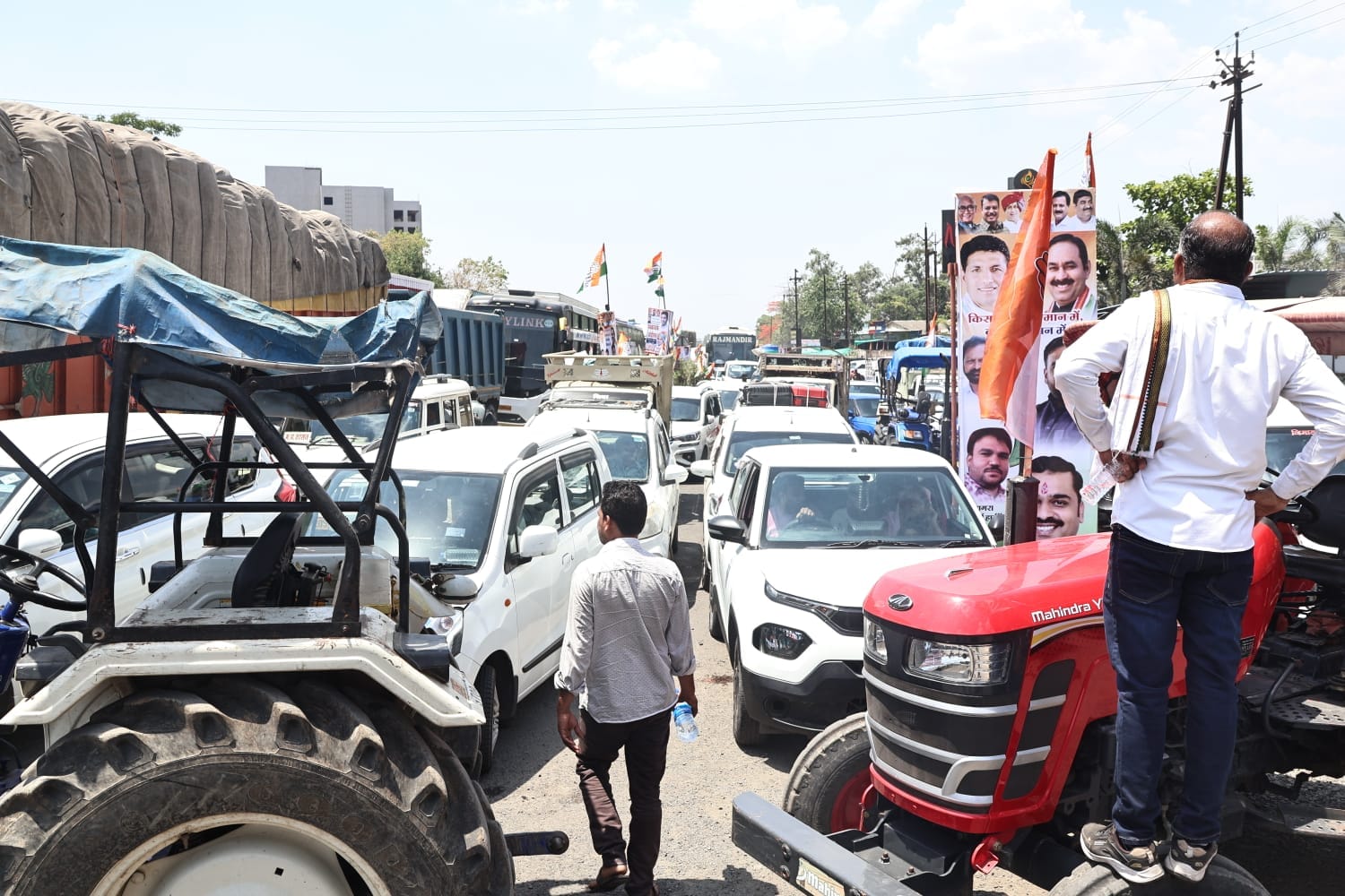 Biker killed after struck BJP stickered Scorpio road blockade ensues villagers stage protest in jaunpur