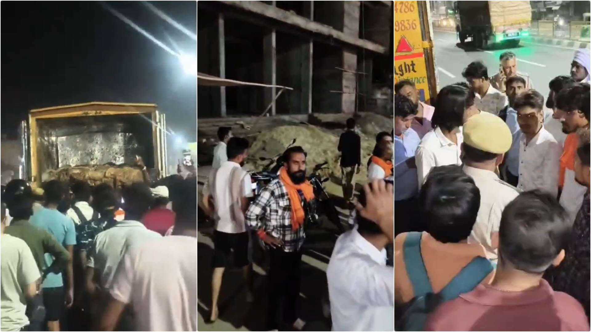 मांस से भरी पिकअप को लेकर हंगामा