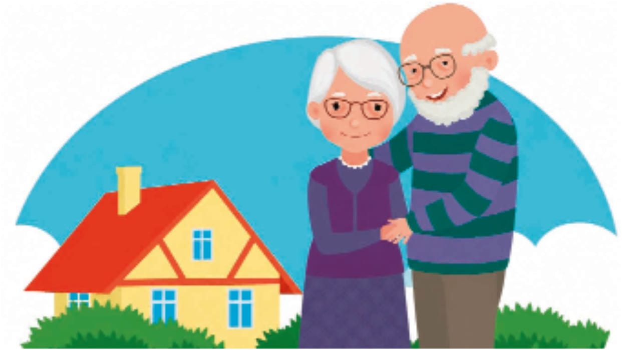 Second Innings: Elderly couple trapped by household items; attachment to things is natural at this age.