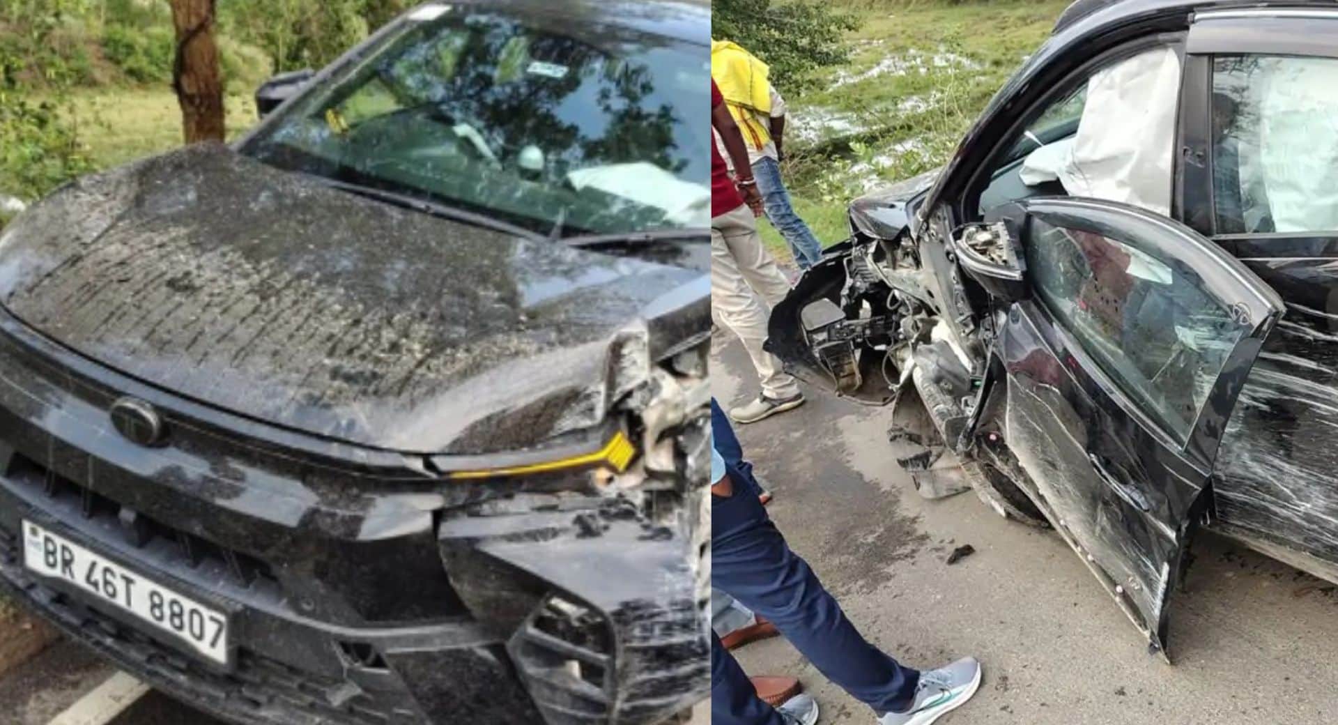 तेज रफ्तार कार अनियंत्रित होकर पुल की रेलिंग से जा टकराई