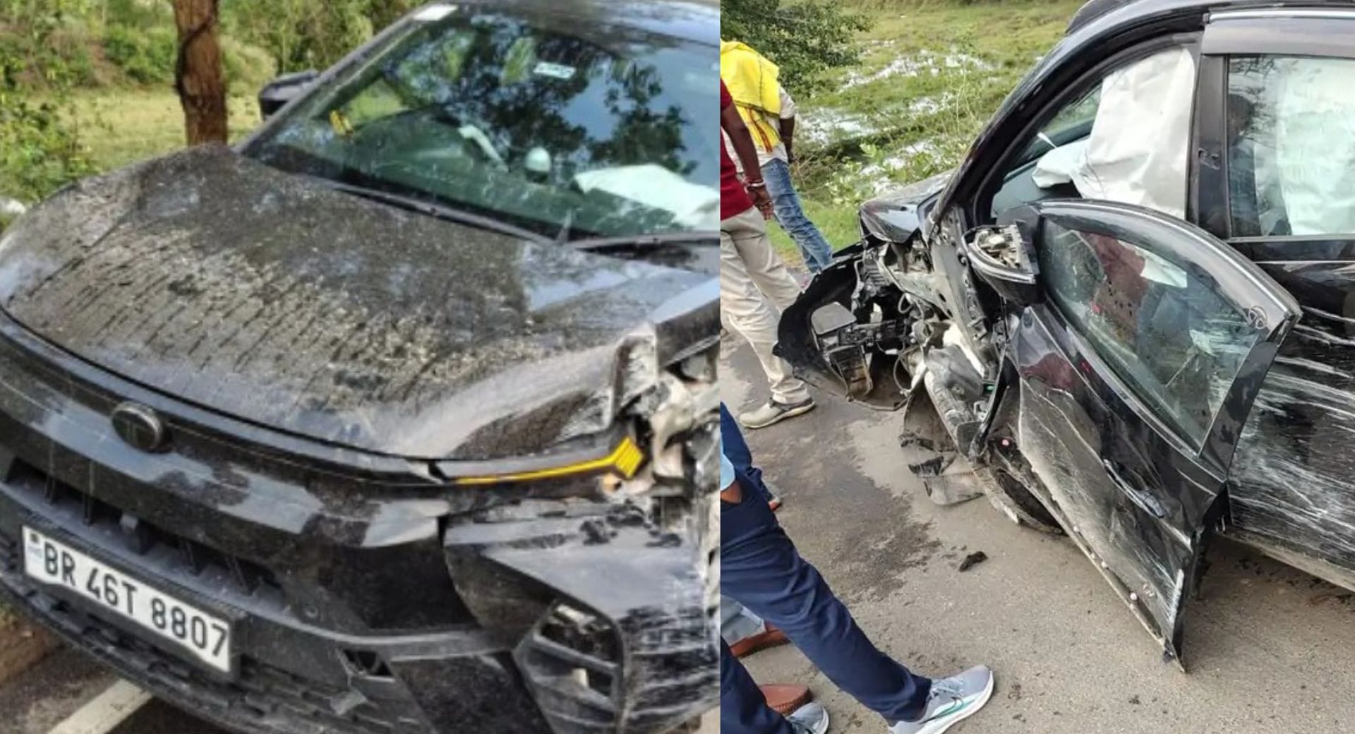 तेज रफ्तार कार अनियंत्रित होकर पुल की रेलिंग से जा टकराई