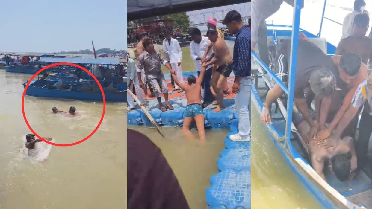 Divers saved youth who were drowning while bathing in Ganga after immersion of ashes in Amroha