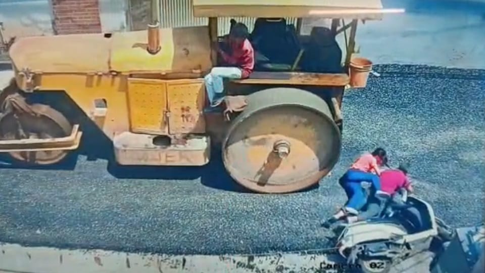 Tragic Accident in bathinda Road Roller Runs Over Father and Daughter After Scooty Skids Man Dies